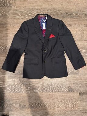 Baker by Ted Baker Boys' Black Blazer with Red Pocket Square